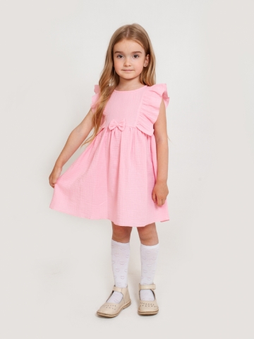 Купить 322-Р. Платье из муслина детское, хлопок 100% розовый, р. 98,104,110,116 в Туле