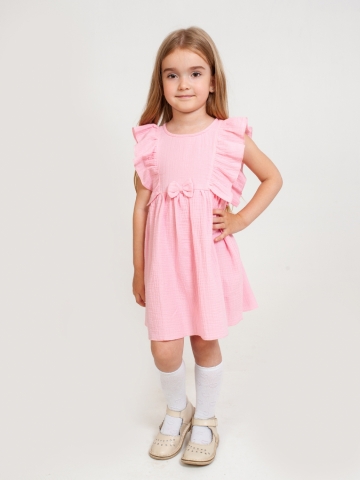 Купить 322-Р. Платье из муслина детское, хлопок 100% розовый, р. 74,80,86,92 в Туле