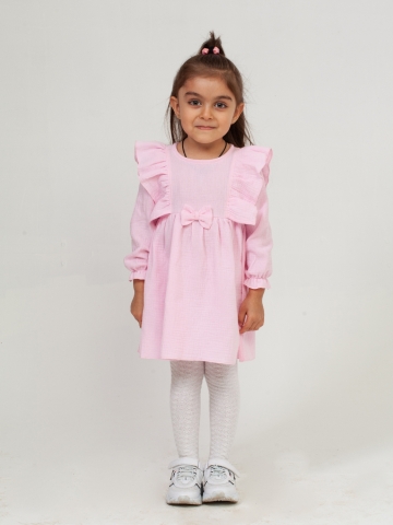 Купить 321-Р. Платье из муслина детское, хлопок 100% розовый, р. 98,104,110,116 в Туле